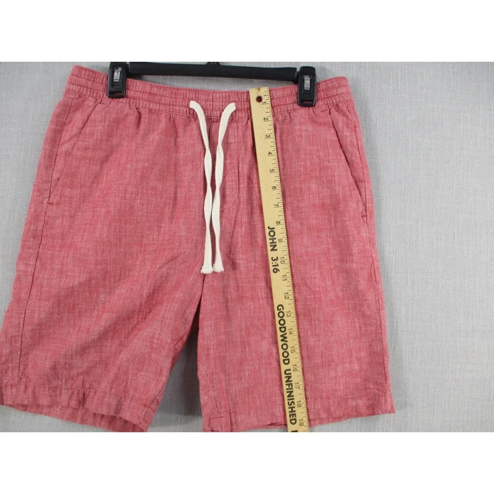Banana Republic Mens Red Cotton Chambray Elastic Waist Drawstring Shorts Size M